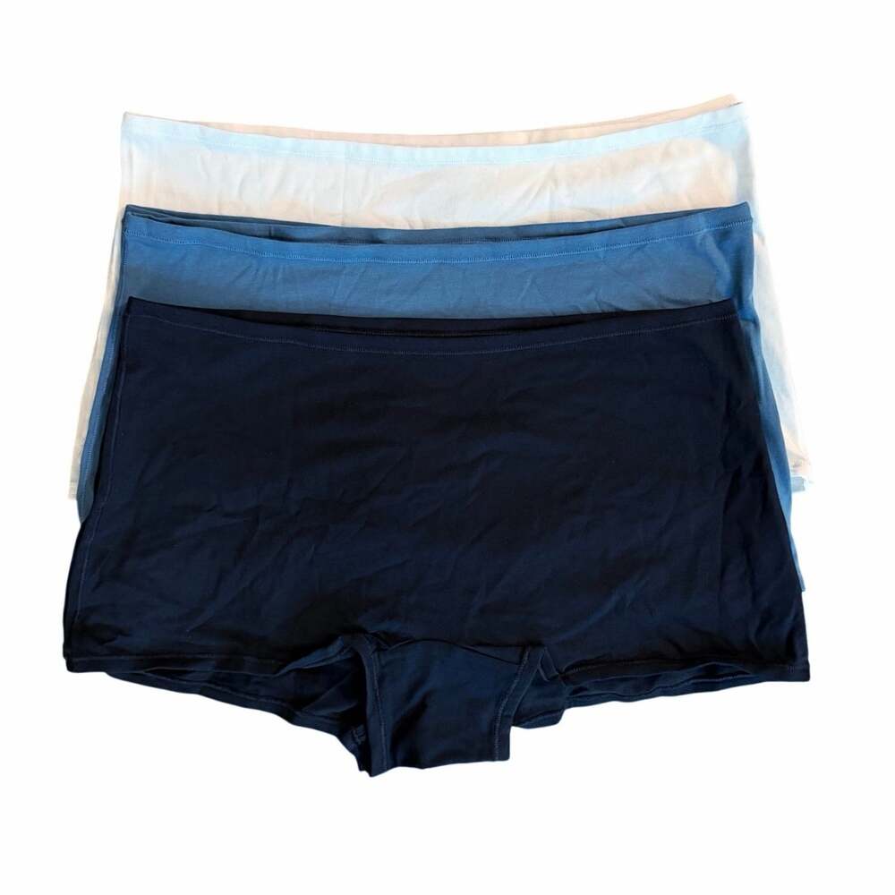 NWOT Quince Organic Cotton Boyshort 6-Pack in Black/Soft White/Ocean Size L
